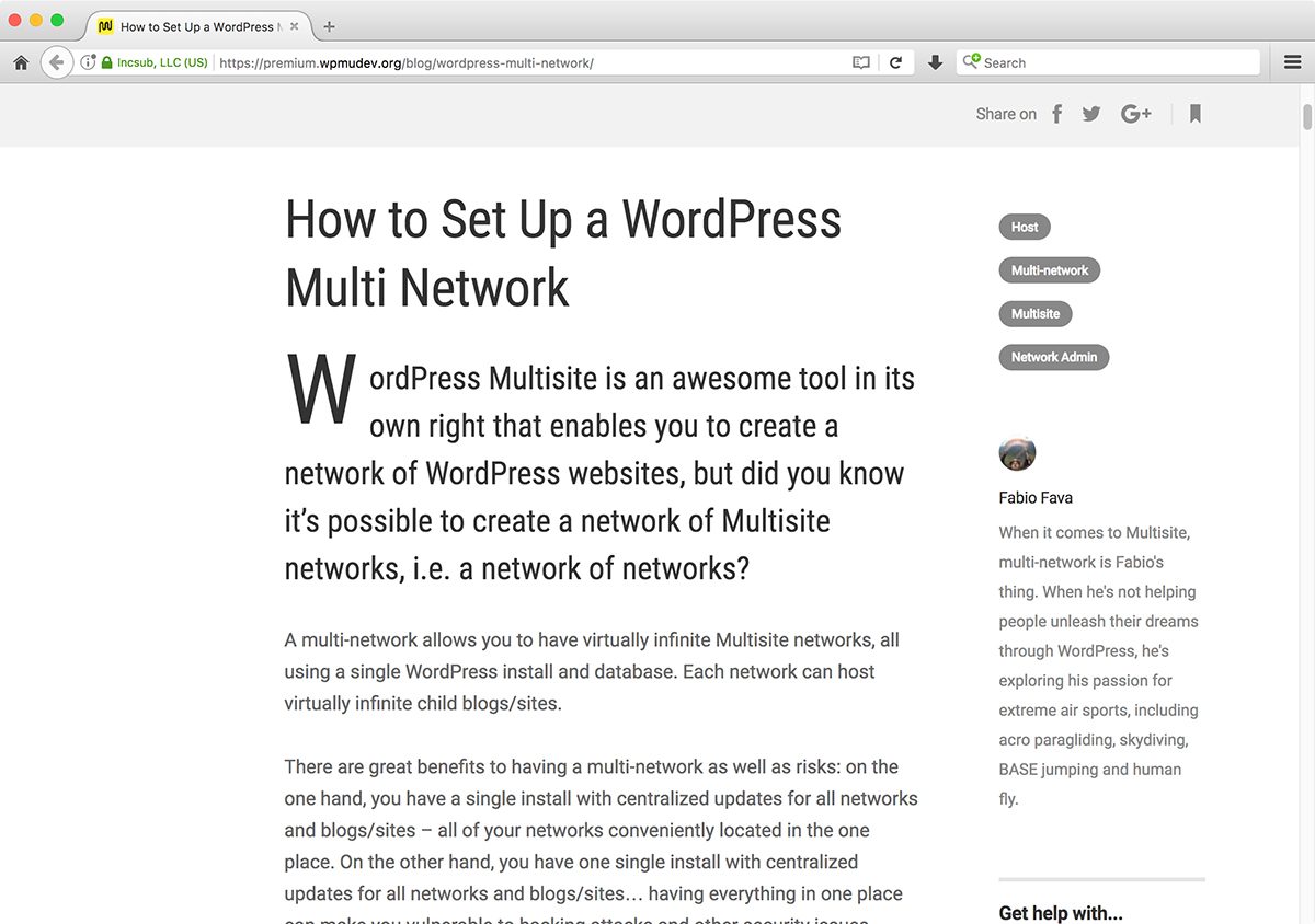 Meu primeiro artigo de WordPress é sobre Multi Redes